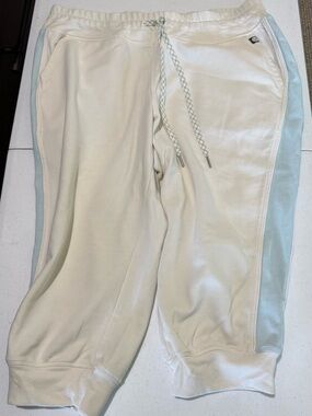 Lane Bryant Cream Crop Sweatpants with Light Blue Side Stripes Livi